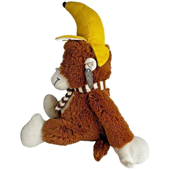 Carousel Softtoys Marley Monkey Plush Banana Hat On Head Brown 18 Inch Vintage - Picture 6 of 9